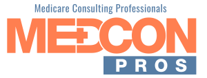 Medicare Consulting Professionals logo featuring 'MEDCON' in orange and 'PROS' in white on blue background.