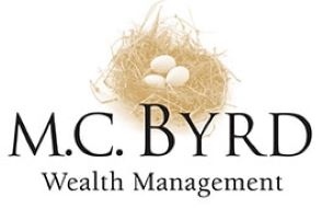 M.C. BYRD Wealth Management logo featuring a nest with three eggs and company name in bold text.