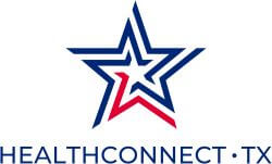 Healthconnect Texas logo with red and blue star